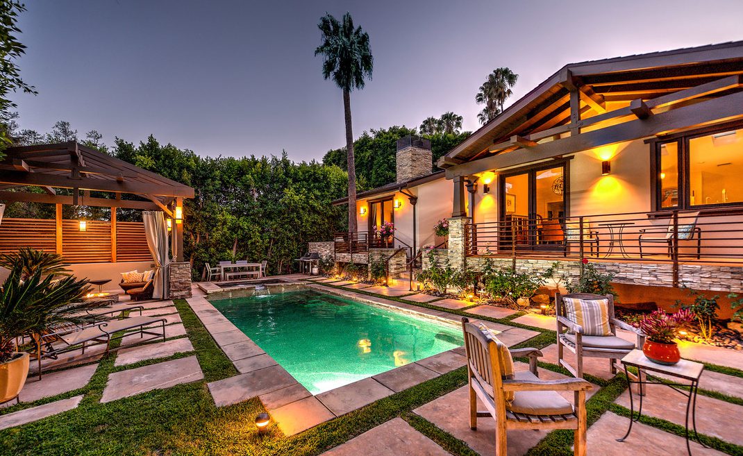 Nichols Canyon Craftsman home with salt water pool