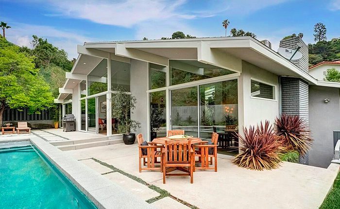 Mid Century Modern Outpost Estates home with pool. modern architectural house