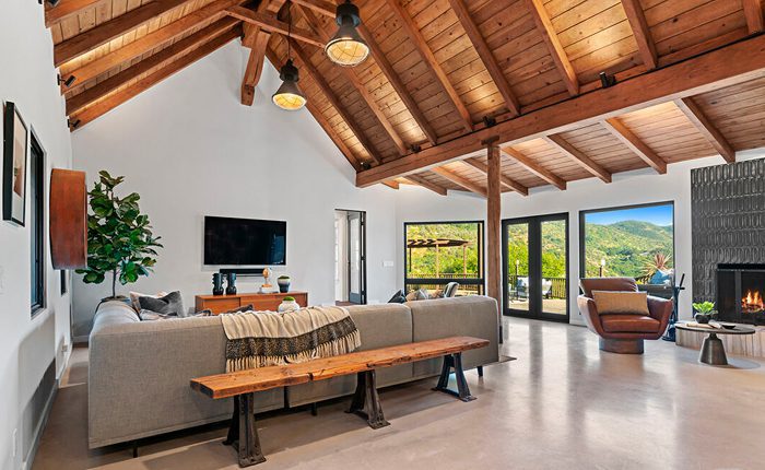 Mandeville Canyon Farmhouse with vaulted ceilings