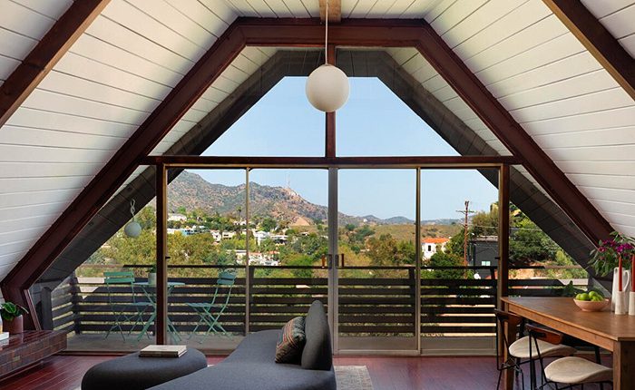 Cahuenga Pass Boathouse by architect by Harry Gesner-living room