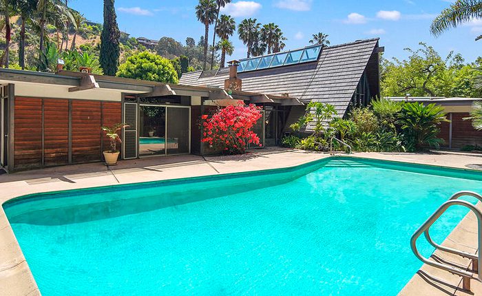 mid century modern Beverly Hills A-framehome with pool