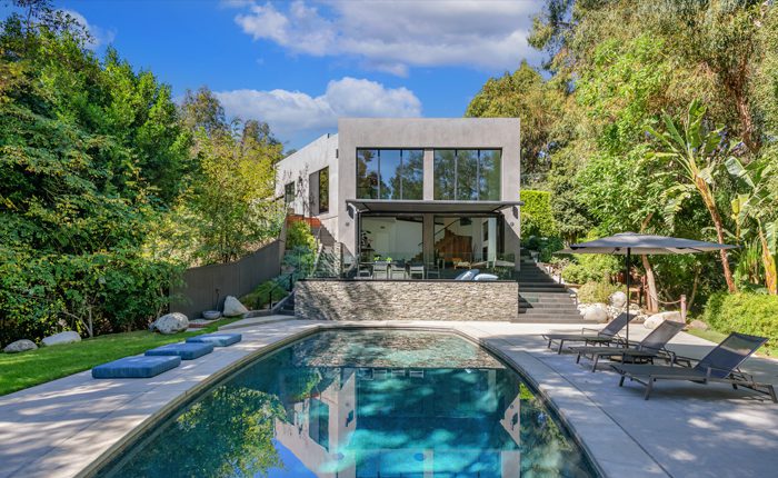 Contemporary Modern Hollywood Hills Estate in lush surroundings.