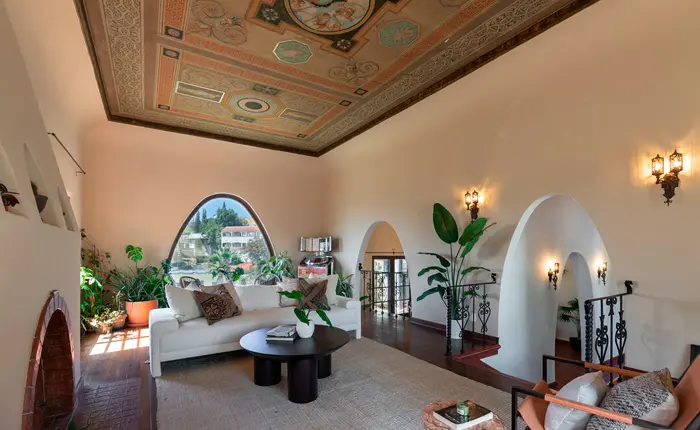 Historic Silver Lake Spanish home with beautiful painted ceiling.