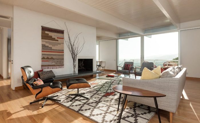 The living room of Los Feliz Mid Century Modern View Home architect Ray V. Otero